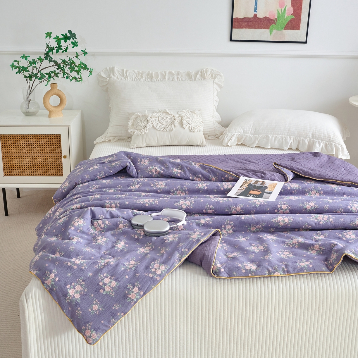 91家纺网 家纺一手货源 找家纺 赛琳 2026新款小清新大豆纤维豆豆被春秋被儿童夏凉被空调被 豆蔻年华