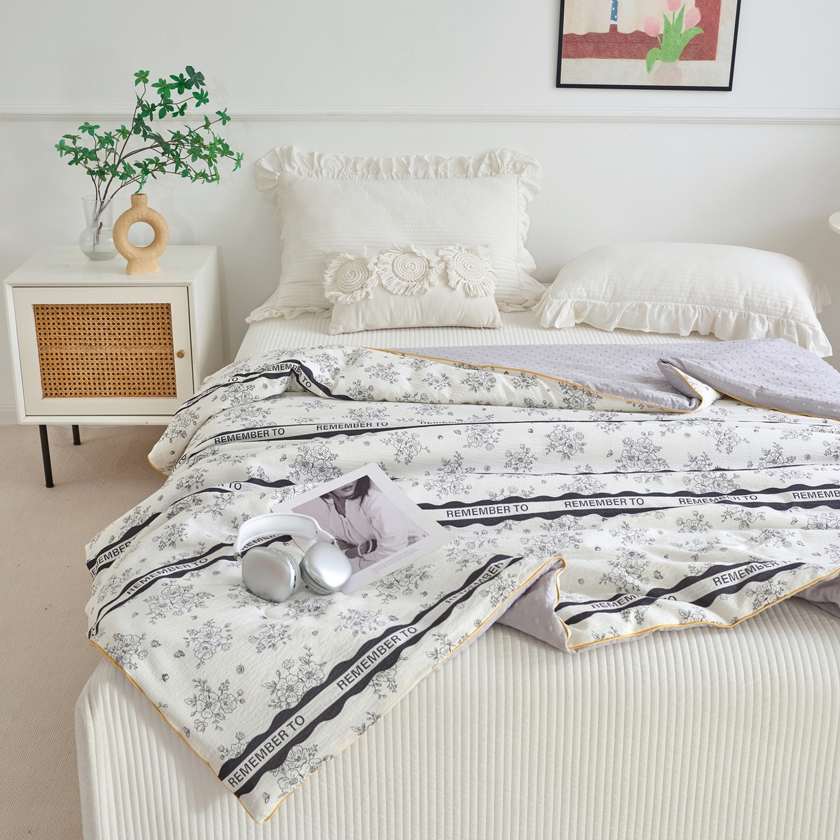 91家纺网 家纺一手货源 找家纺 赛琳 2026新款小清新大豆纤维豆豆被春秋被儿童夏凉被空调被 赫本娜