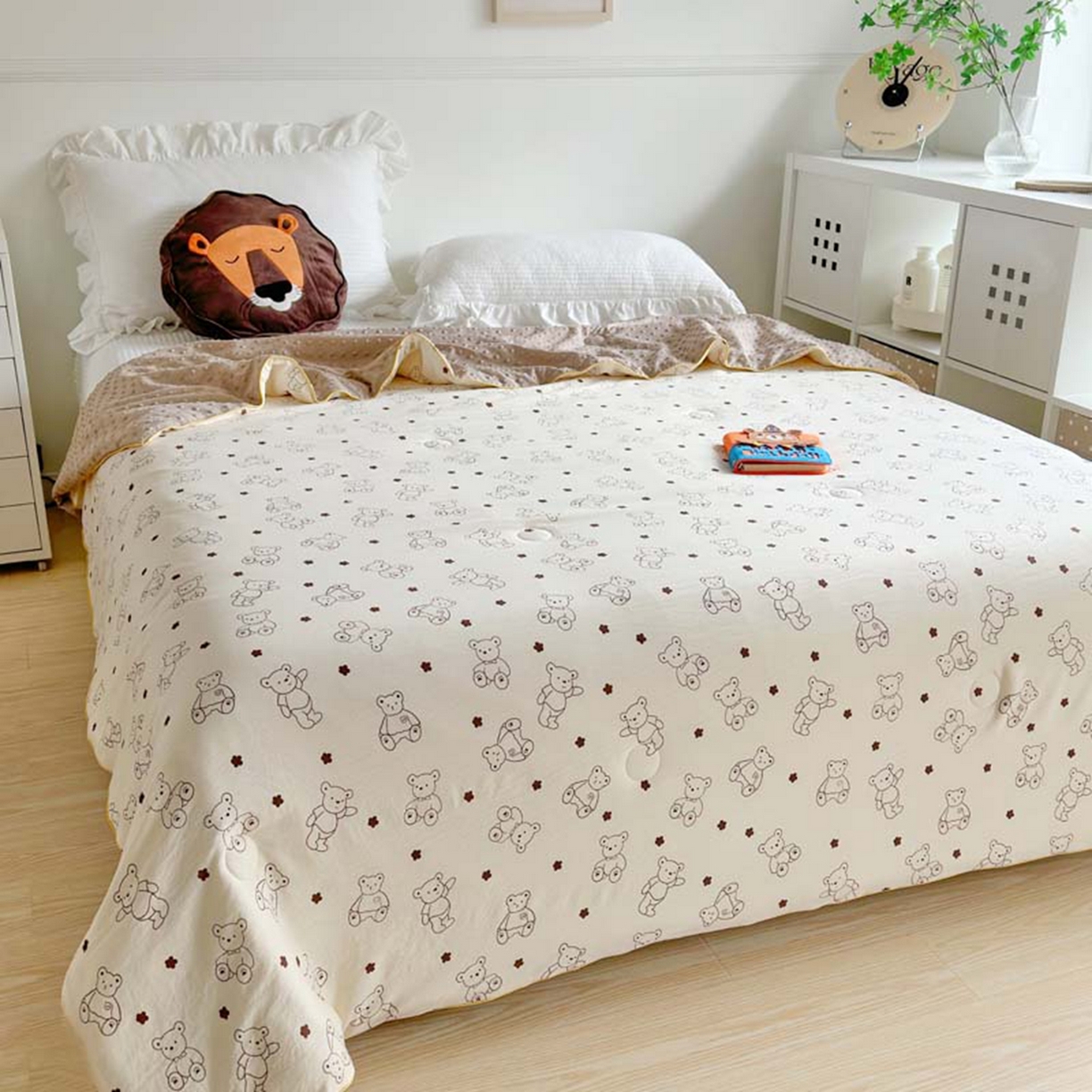 91家纺网 家纺一手货源 找家纺 赛琳 2026新款小清新大豆纤维豆豆被春秋被儿童夏凉被空调被 小熊院长