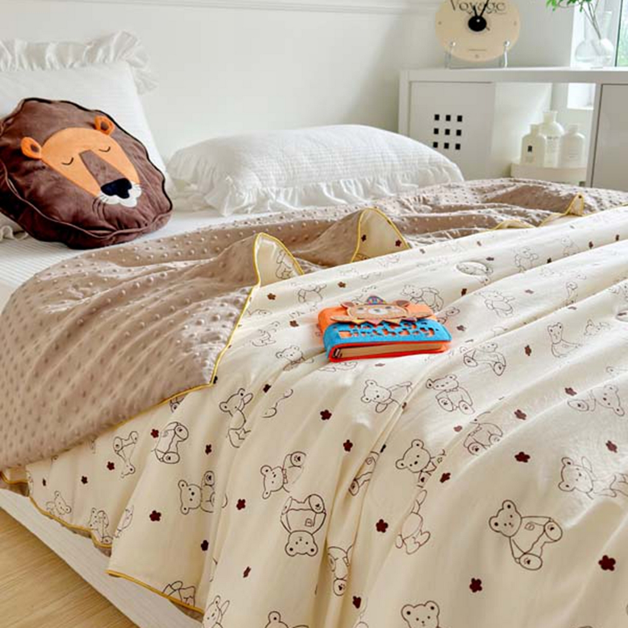 91家纺网 家纺一手货源 找家纺 赛琳 2026新款小清新大豆纤维豆豆被春秋被儿童夏凉被空调被 小熊院长