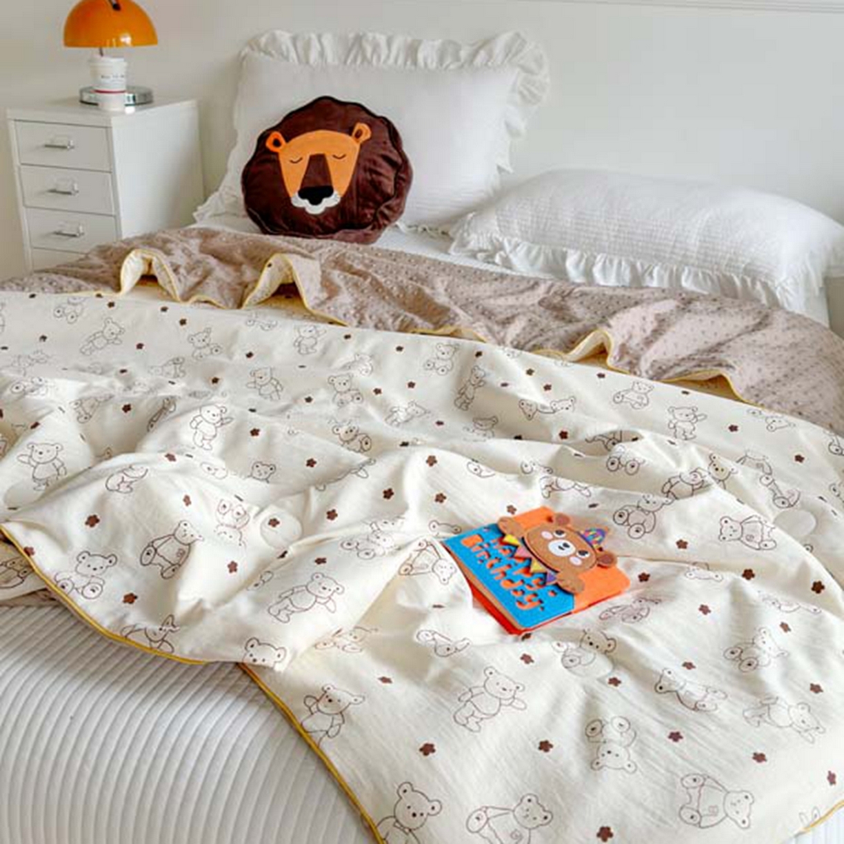 91家纺网 家纺一手货源 找家纺 赛琳 2026新款小清新大豆纤维豆豆被春秋被儿童夏凉被空调被 小熊院长