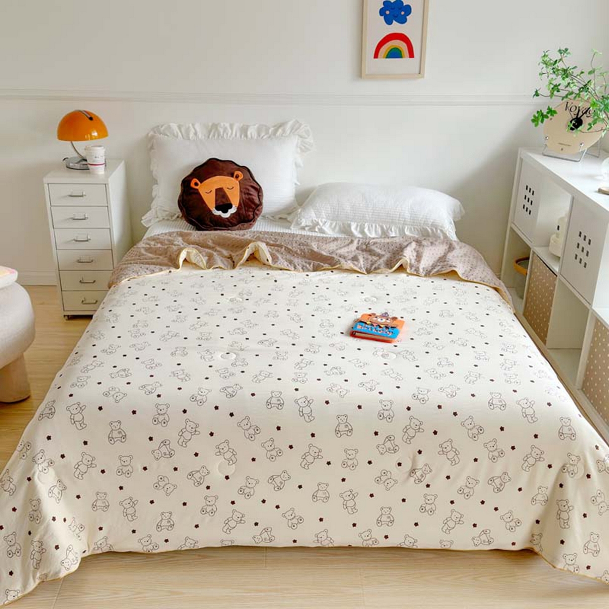 91家纺网 家纺一手货源 找家纺 赛琳 2026新款小清新大豆纤维豆豆被春秋被儿童夏凉被空调被 小熊院长