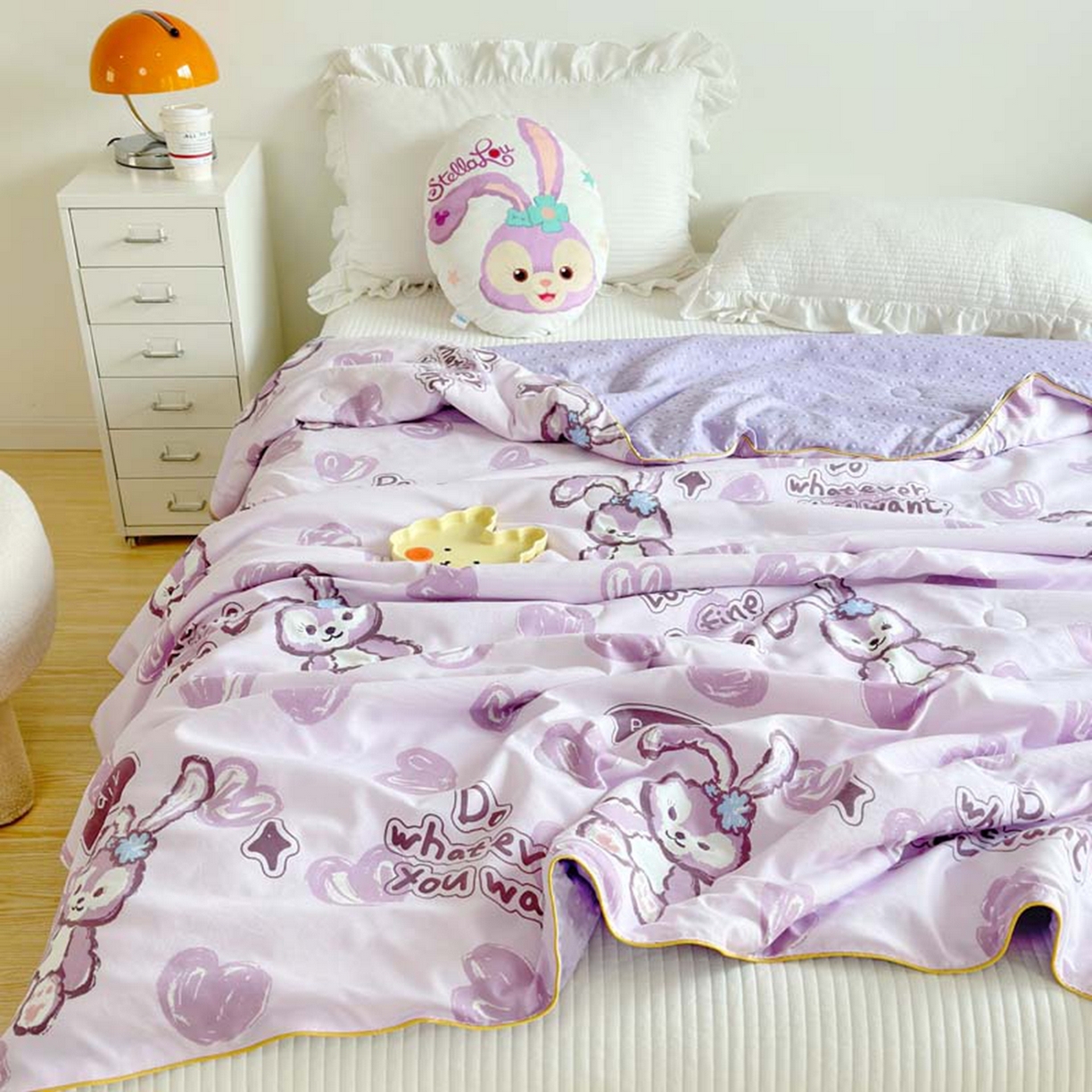 91家纺网 家纺一手货源 找家纺 赛琳 2026新款小清新大豆纤维豆豆被春秋被儿童夏凉被空调被 星星小兔