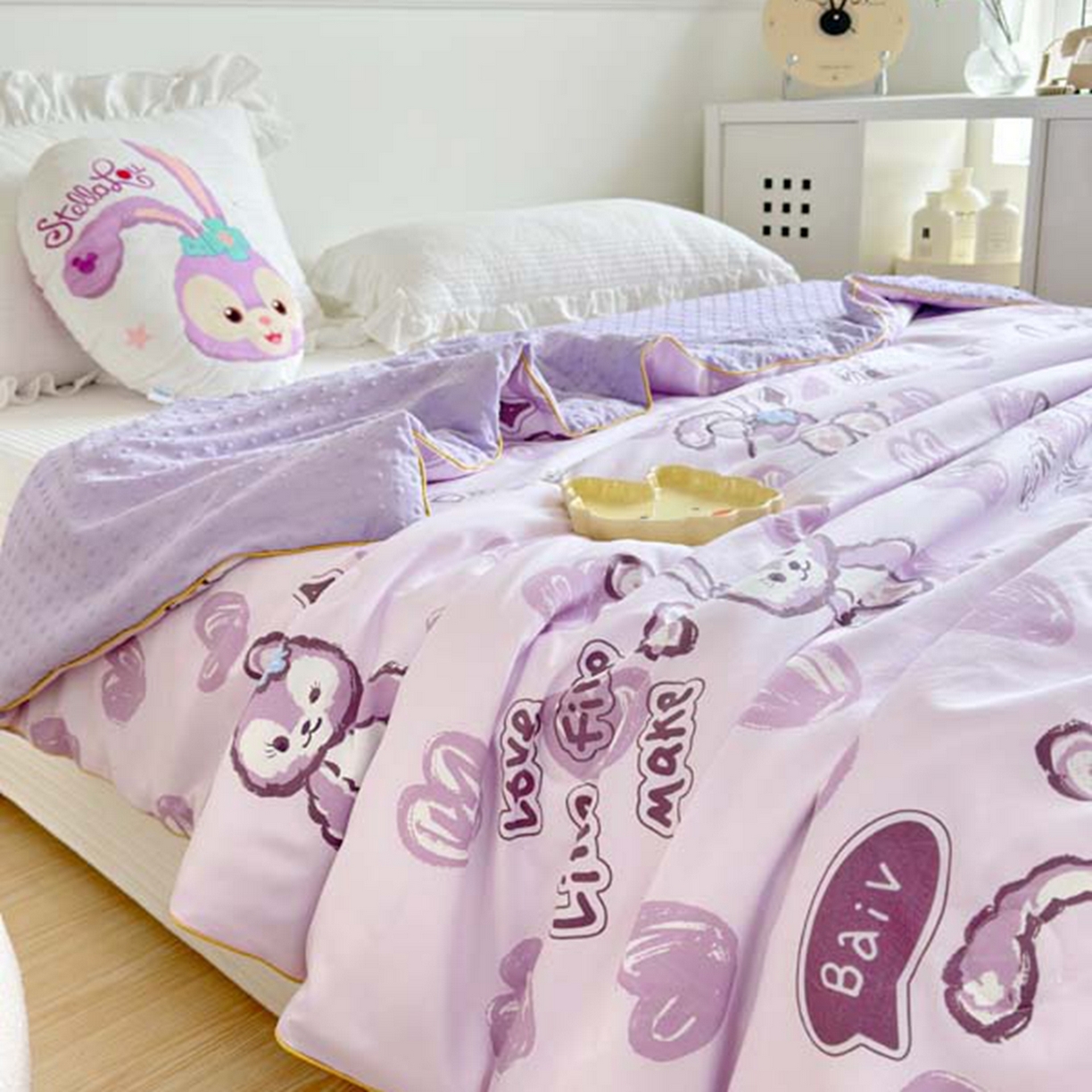 91家纺网 家纺一手货源 找家纺 赛琳 2026新款小清新大豆纤维豆豆被春秋被儿童夏凉被空调被 星星小兔