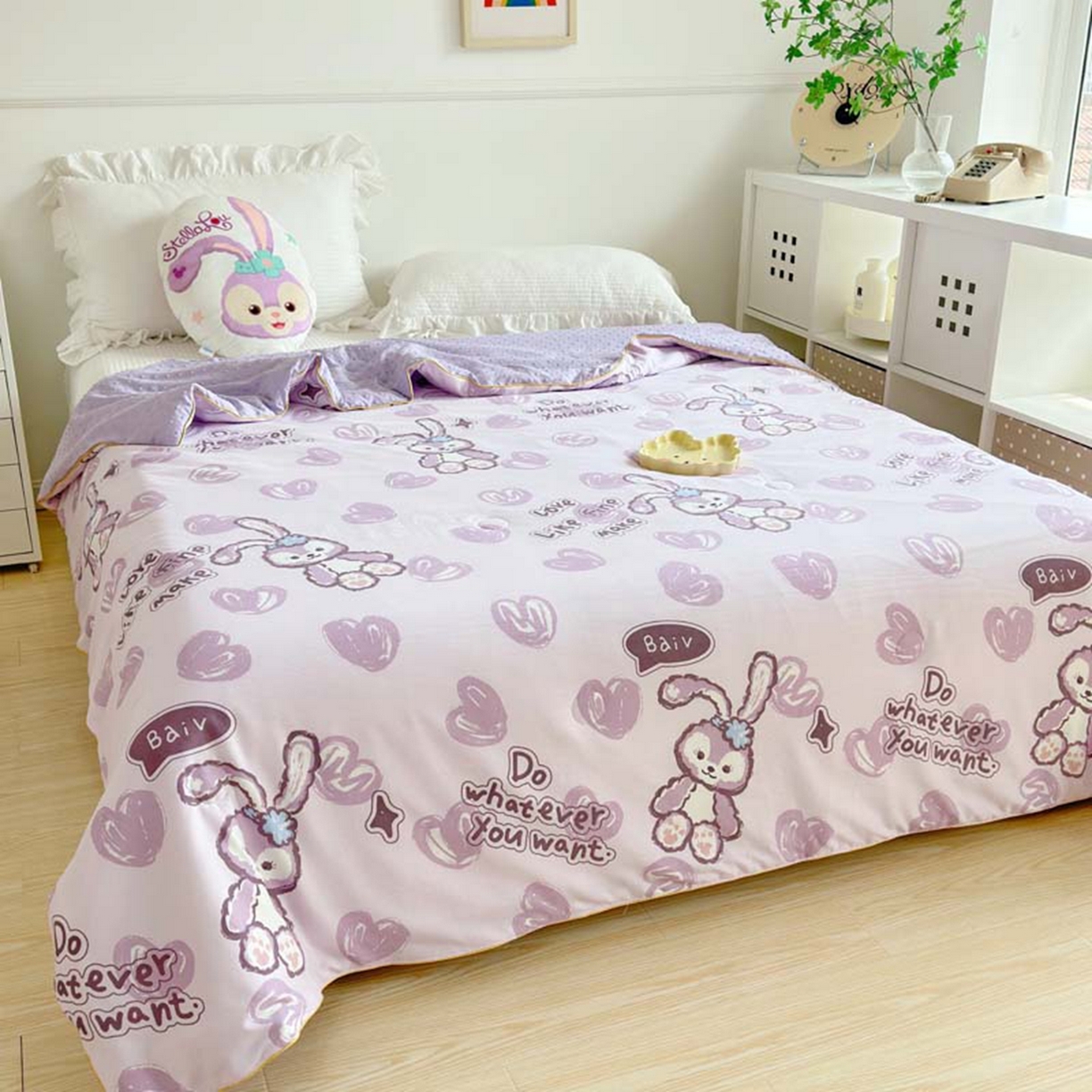 91家纺网 家纺一手货源 找家纺 赛琳 2026新款小清新大豆纤维豆豆被春秋被儿童夏凉被空调被 星星小兔