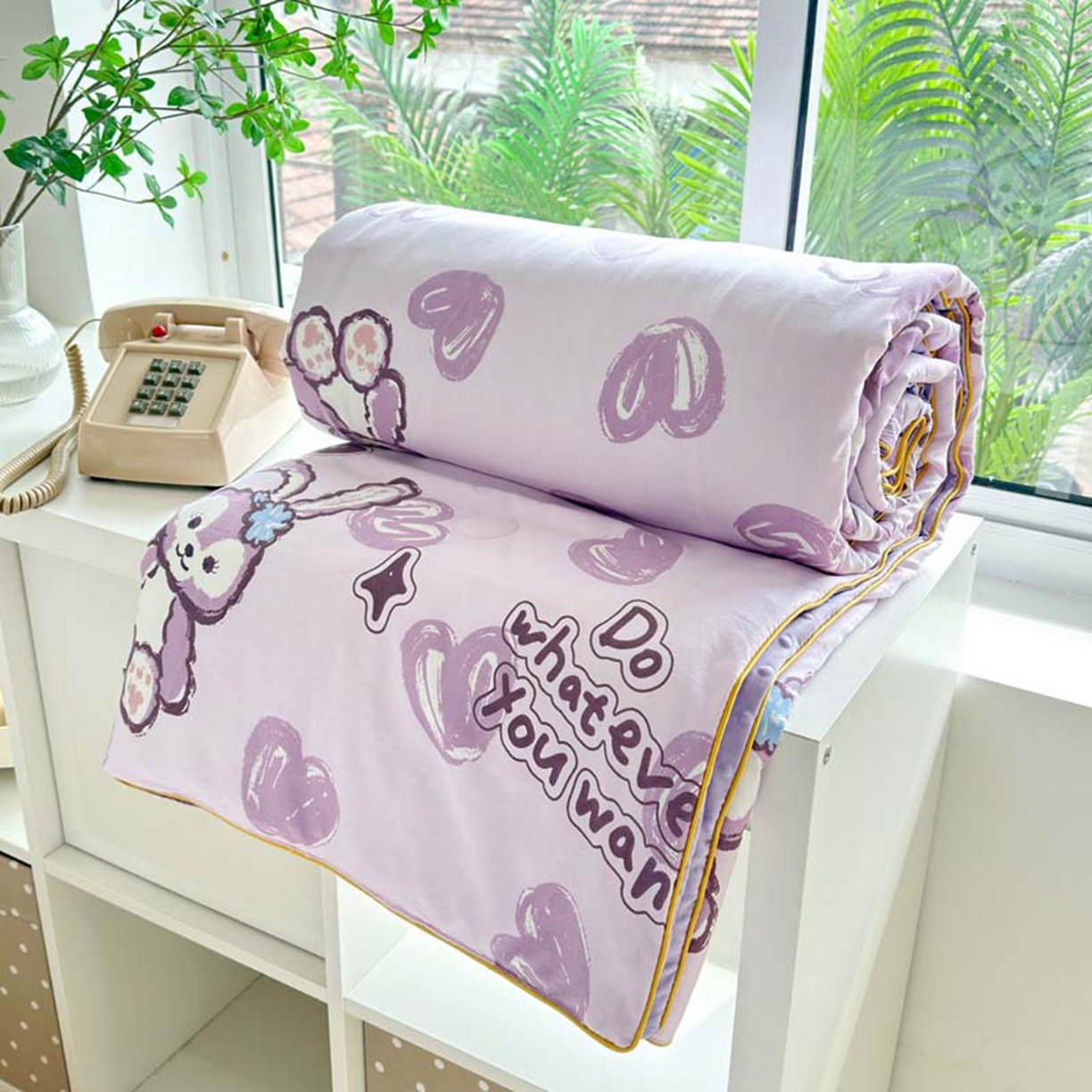 91家纺网 家纺一手货源 找家纺 赛琳 2026新款小清新大豆纤维豆豆被春秋被儿童夏凉被空调被 星星小兔