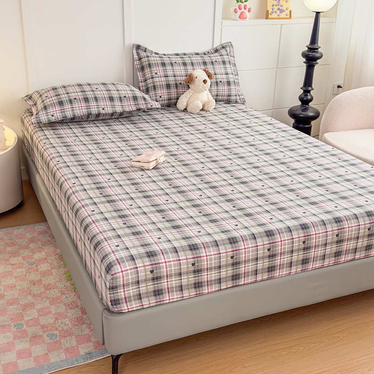 91家纺网 家纺一手货源 找家纺 优雅星家纺 2026春夏新款a类泡芙双层纱床笠印花卡通全包围床垫保护套单床笠 床笠单件 心律