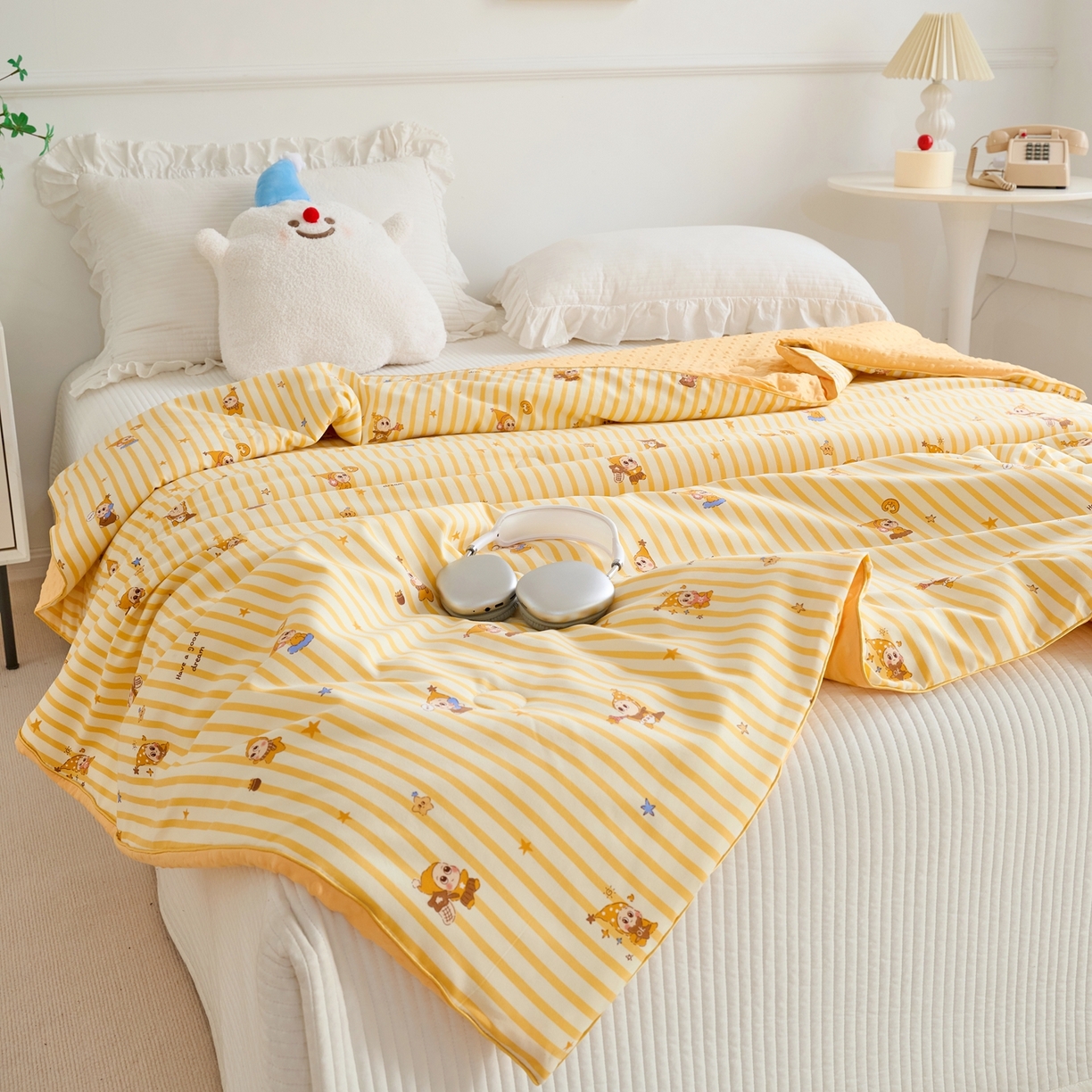 91家纺网 家纺一手货源 找家纺 赛琳 2026新款小清新大豆纤维豆豆被春秋被儿童夏凉被空调被 芝士星星