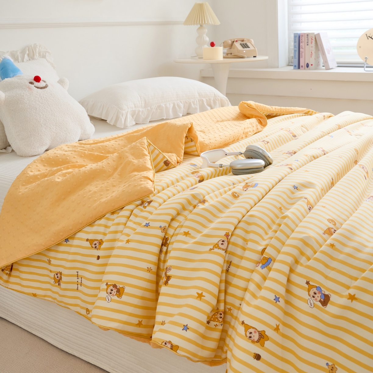 91家纺网 家纺一手货源 找家纺 赛琳 2026新款小清新大豆纤维豆豆被春秋被儿童夏凉被空调被 芝士星星