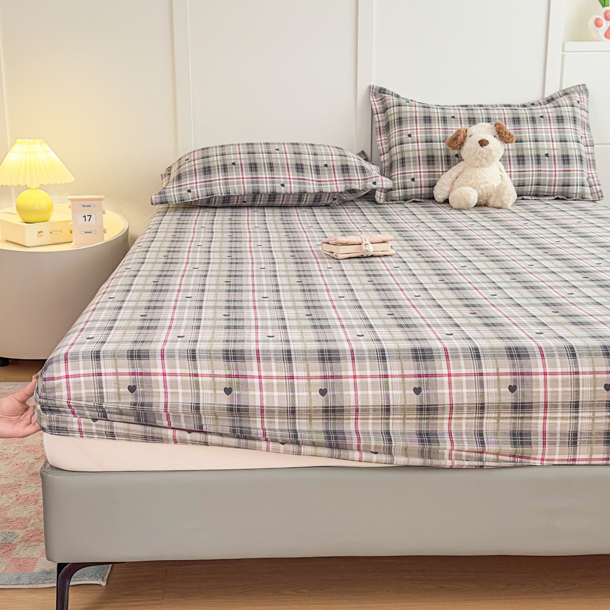 91家纺网 家纺一手货源 找家纺 优雅星家纺 2026春夏新款a类泡芙双层纱床笠印花卡通全包围床垫保护套单床笠 床笠单件 心律