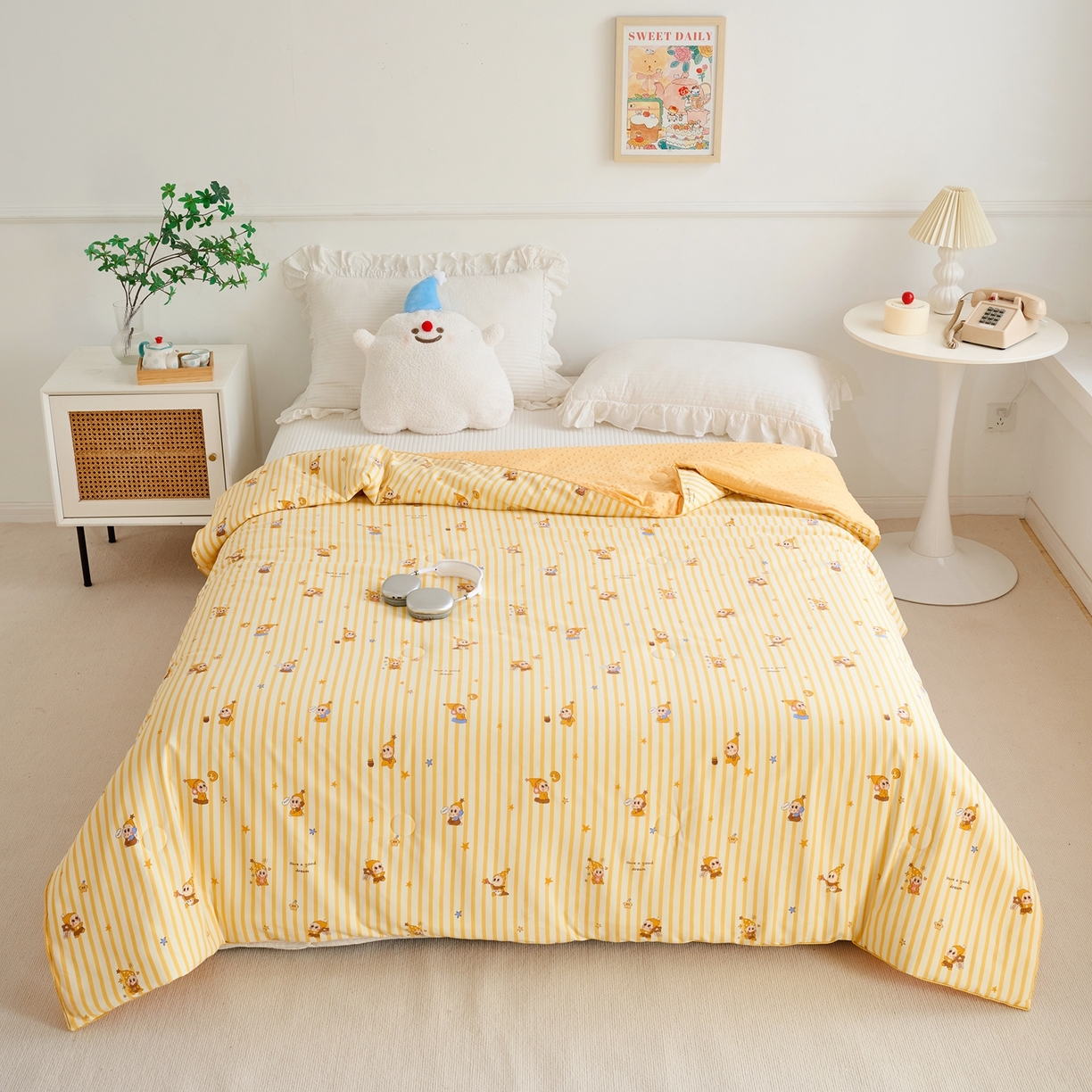 91家纺网 家纺一手货源 找家纺 赛琳 2026新款小清新大豆纤维豆豆被春秋被儿童夏凉被空调被 芝士星星