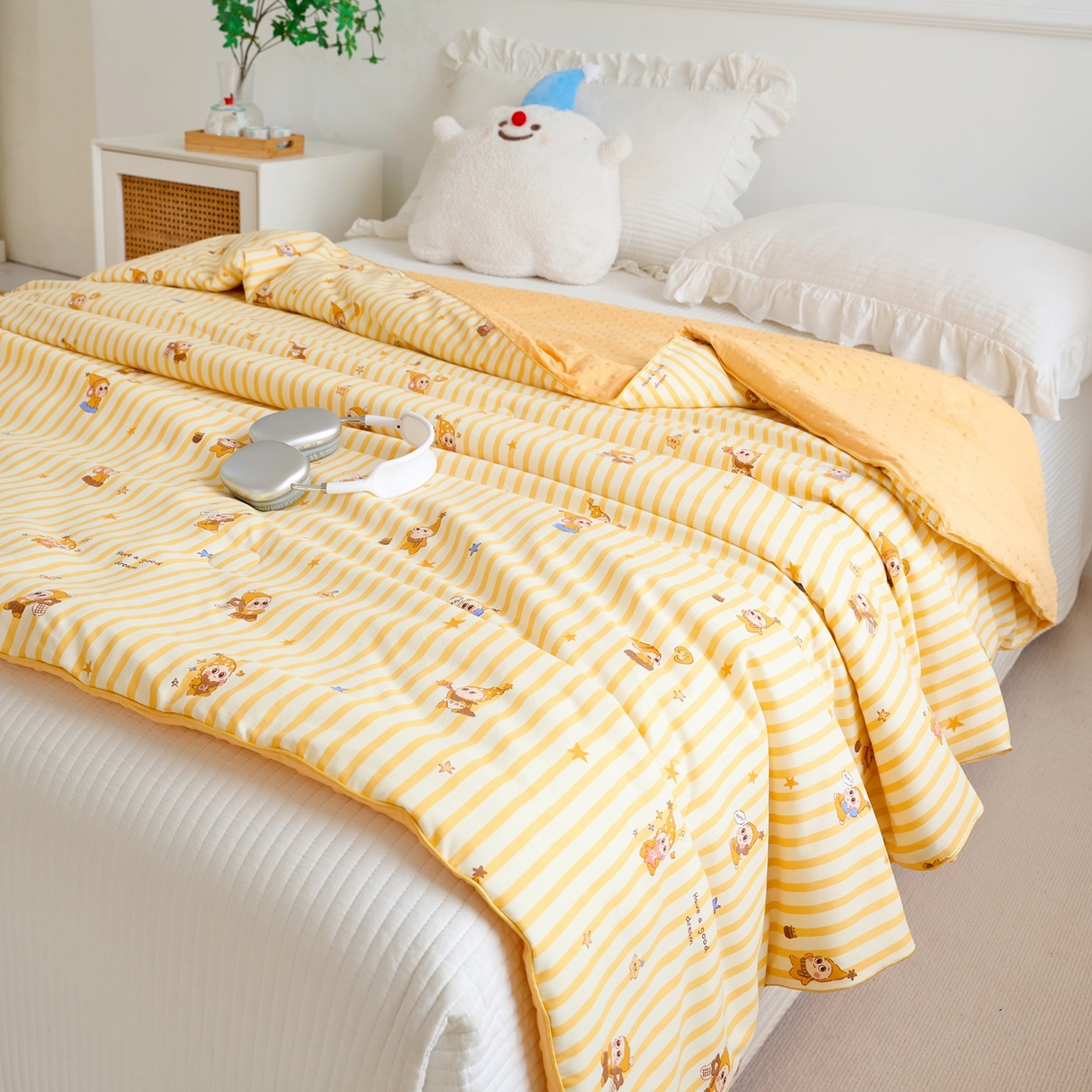 91家纺网 家纺一手货源 找家纺 赛琳 2026新款小清新大豆纤维豆豆被春秋被儿童夏凉被空调被 芝士星星