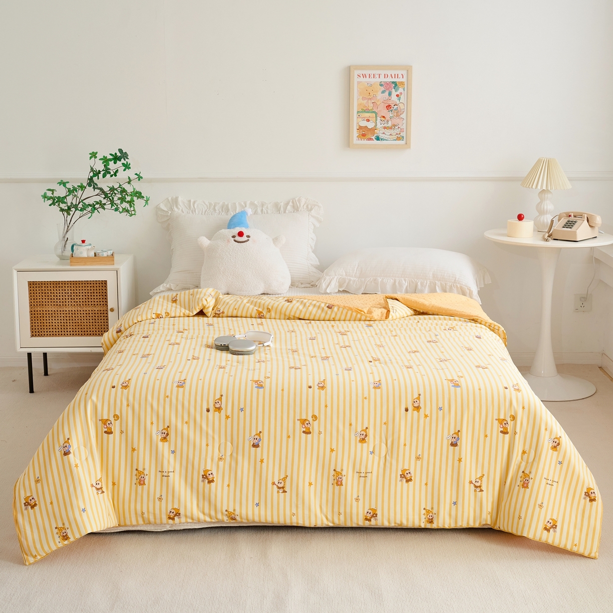 91家纺网 家纺一手货源 找家纺 赛琳 2026新款小清新大豆纤维豆豆被春秋被儿童夏凉被空调被 芝士星星