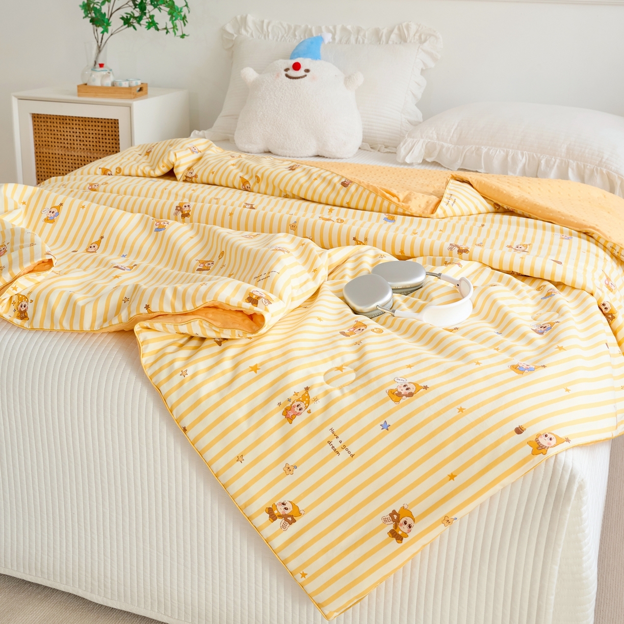 91家纺网 家纺一手货源 找家纺 赛琳 2026新款小清新大豆纤维豆豆被春秋被儿童夏凉被空调被 芝士星星