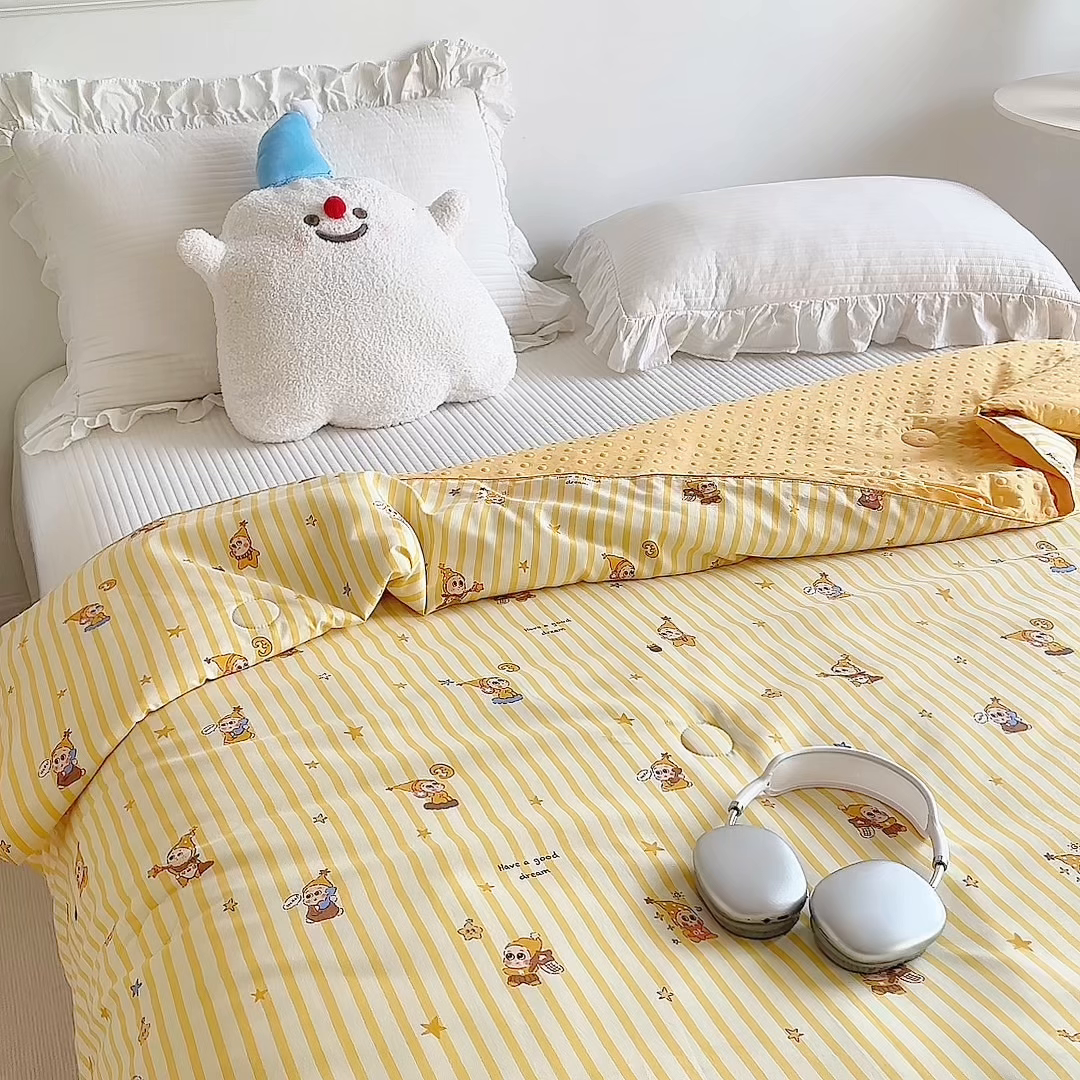 91家纺网 家纺一手货源 找家纺 赛琳 2026新款小清新大豆纤维豆豆被春秋被儿童夏凉被空调被 芝士星星