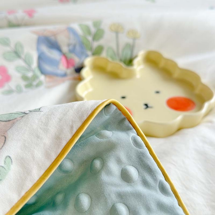 91家纺网 家纺一手货源 找家纺 赛琳 2026新款小清新大豆纤维豆豆被春秋被儿童夏凉被空调被 丛林小兔