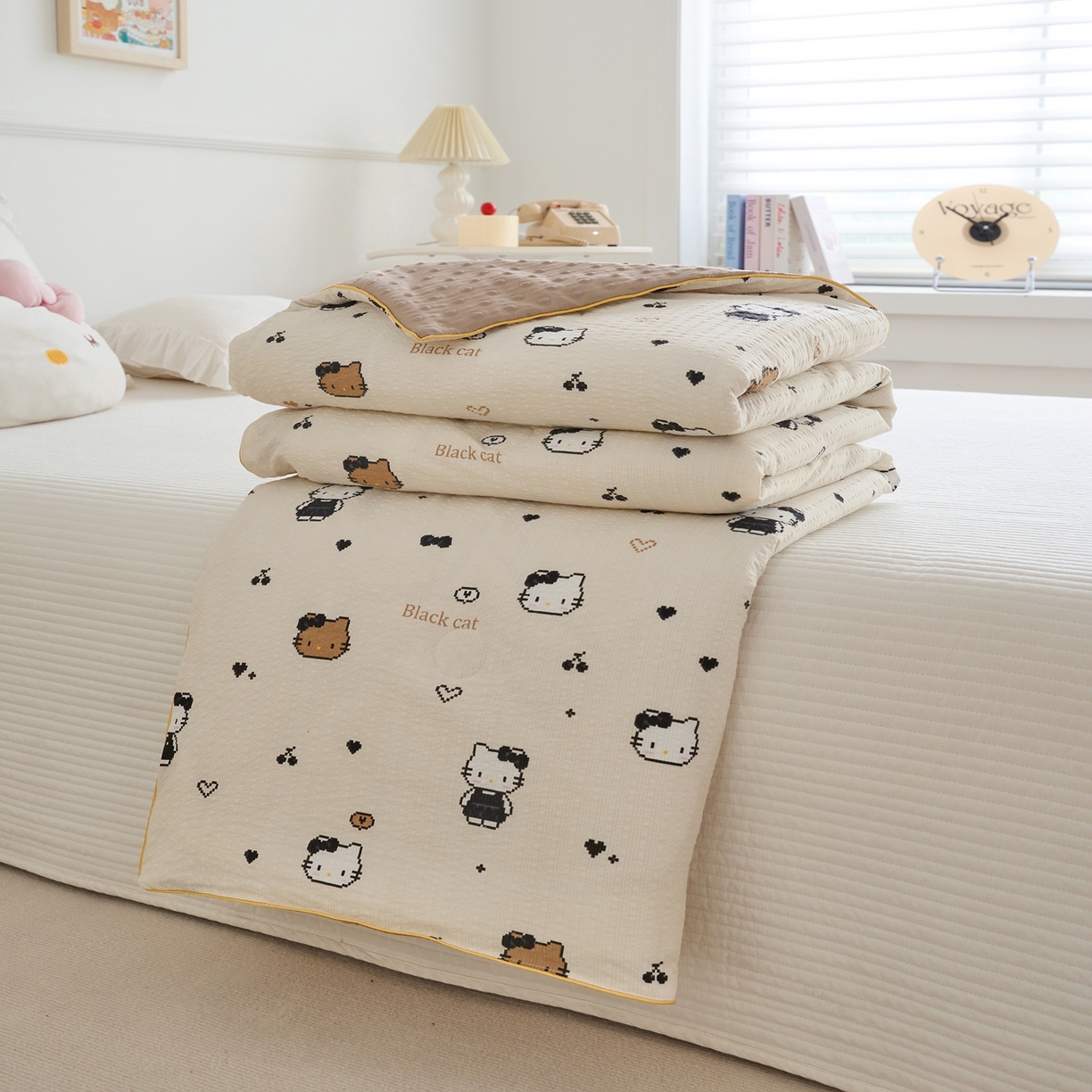 91家纺网 家纺一手货源 找家纺 赛琳 2026新款小清新大豆纤维豆豆被春秋被儿童夏凉被空调被 焦糖KT