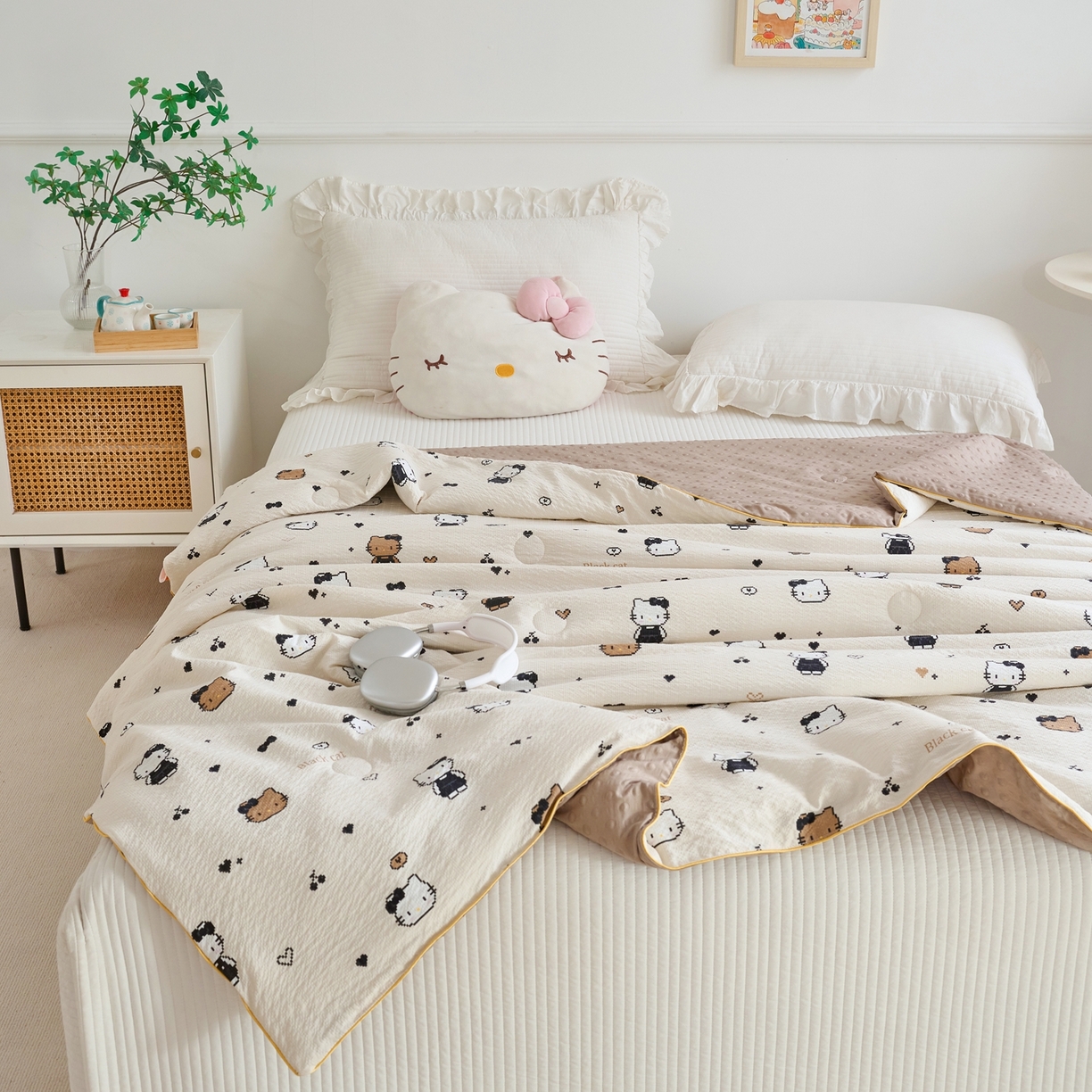 91家纺网 家纺一手货源 找家纺 赛琳 2026新款小清新大豆纤维豆豆被春秋被儿童夏凉被空调被 焦糖KT