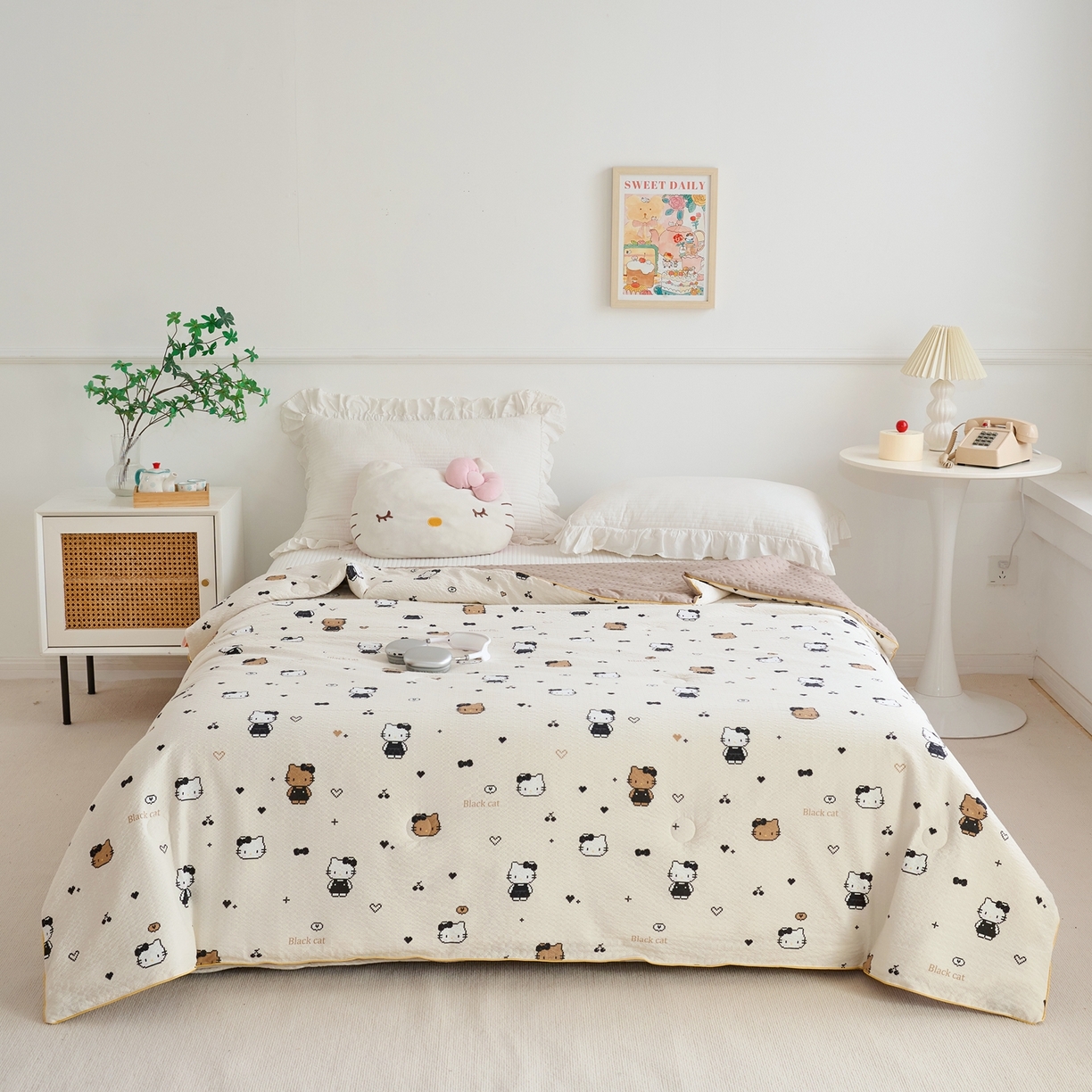 91家纺网 家纺一手货源 找家纺 赛琳 2026新款小清新大豆纤维豆豆被春秋被儿童夏凉被空调被 焦糖KT