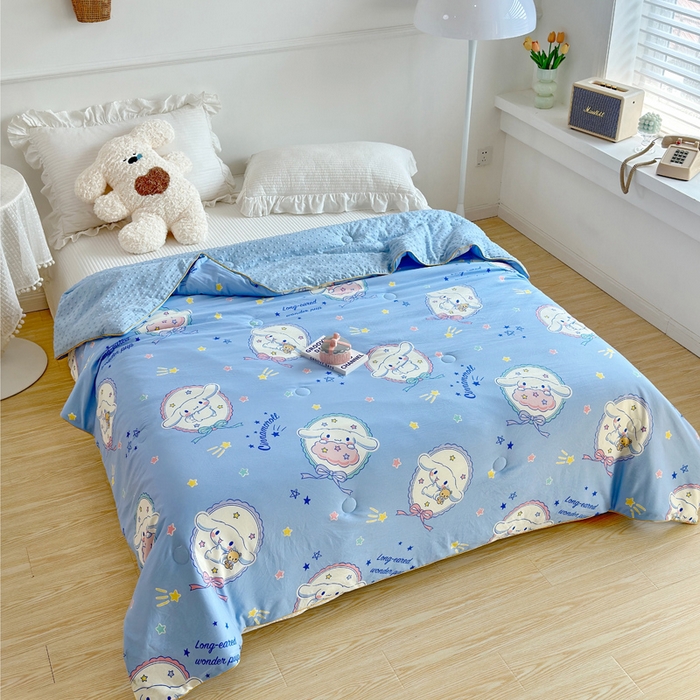 91家纺网 家纺一手货源 找家纺 赛琳 2026新款小清新大豆纤维豆豆被春秋被儿童夏凉被空调被 蓝圈圈小狗