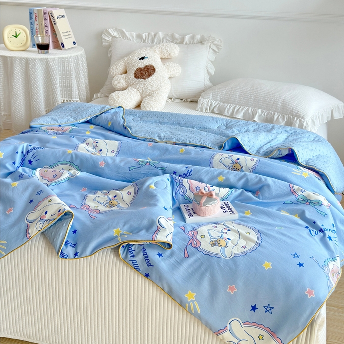 91家纺网 家纺一手货源 找家纺 赛琳 2026新款小清新大豆纤维豆豆被春秋被儿童夏凉被空调被 蓝圈圈小狗