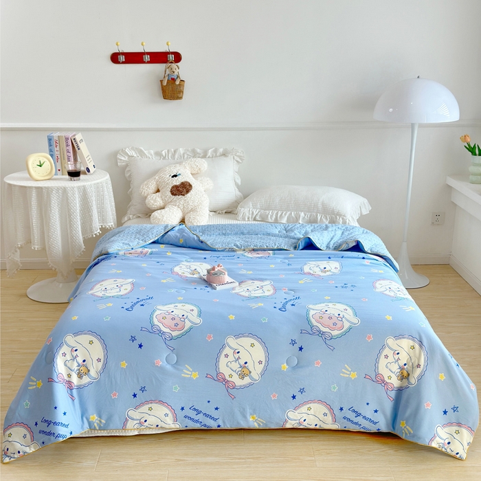 91家纺网 家纺一手货源 找家纺 赛琳 2026新款小清新大豆纤维豆豆被春秋被儿童夏凉被空调被 蓝圈圈小狗