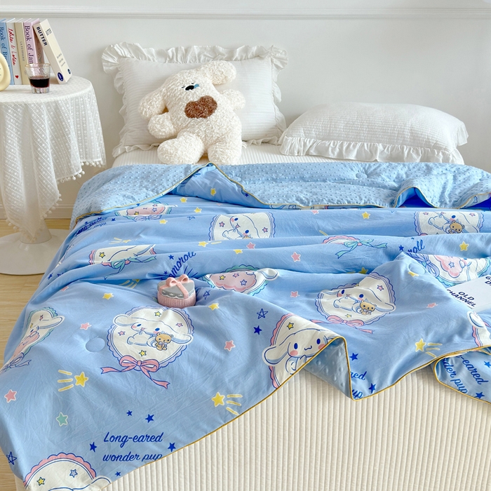 91家纺网 家纺一手货源 找家纺 赛琳 2026新款小清新大豆纤维豆豆被春秋被儿童夏凉被空调被 蓝圈圈小狗