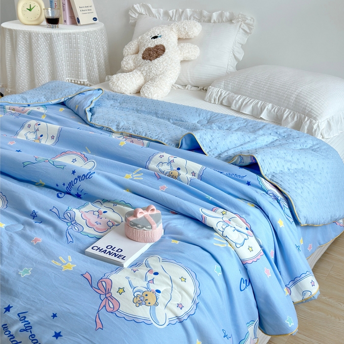 91家纺网 家纺一手货源 找家纺 赛琳 2026新款小清新大豆纤维豆豆被春秋被儿童夏凉被空调被 蓝圈圈小狗