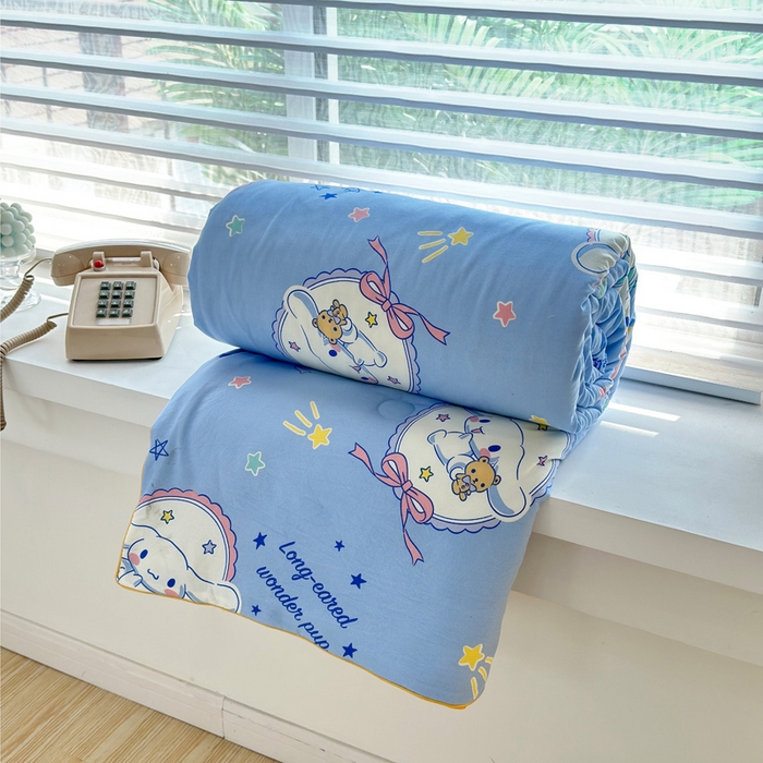 91家纺网 家纺一手货源 找家纺 赛琳 2026新款小清新大豆纤维豆豆被春秋被儿童夏凉被空调被 蓝圈圈小狗