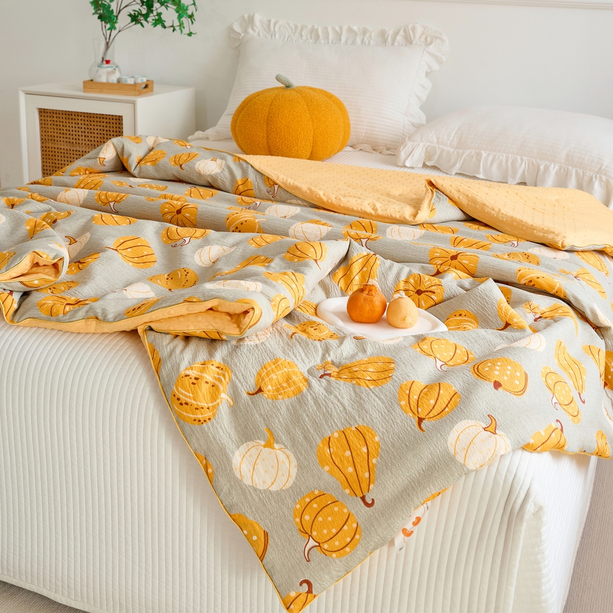 91家纺网 家纺一手货源 找家纺 赛琳 2026新款小清新大豆纤维豆豆被春秋被儿童夏凉被空调被 南瓜派对