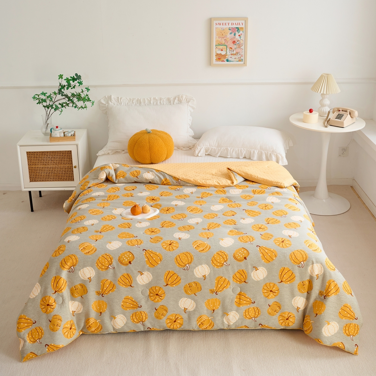 91家纺网 家纺一手货源 找家纺 赛琳 2026新款小清新大豆纤维豆豆被春秋被儿童夏凉被空调被 南瓜派对