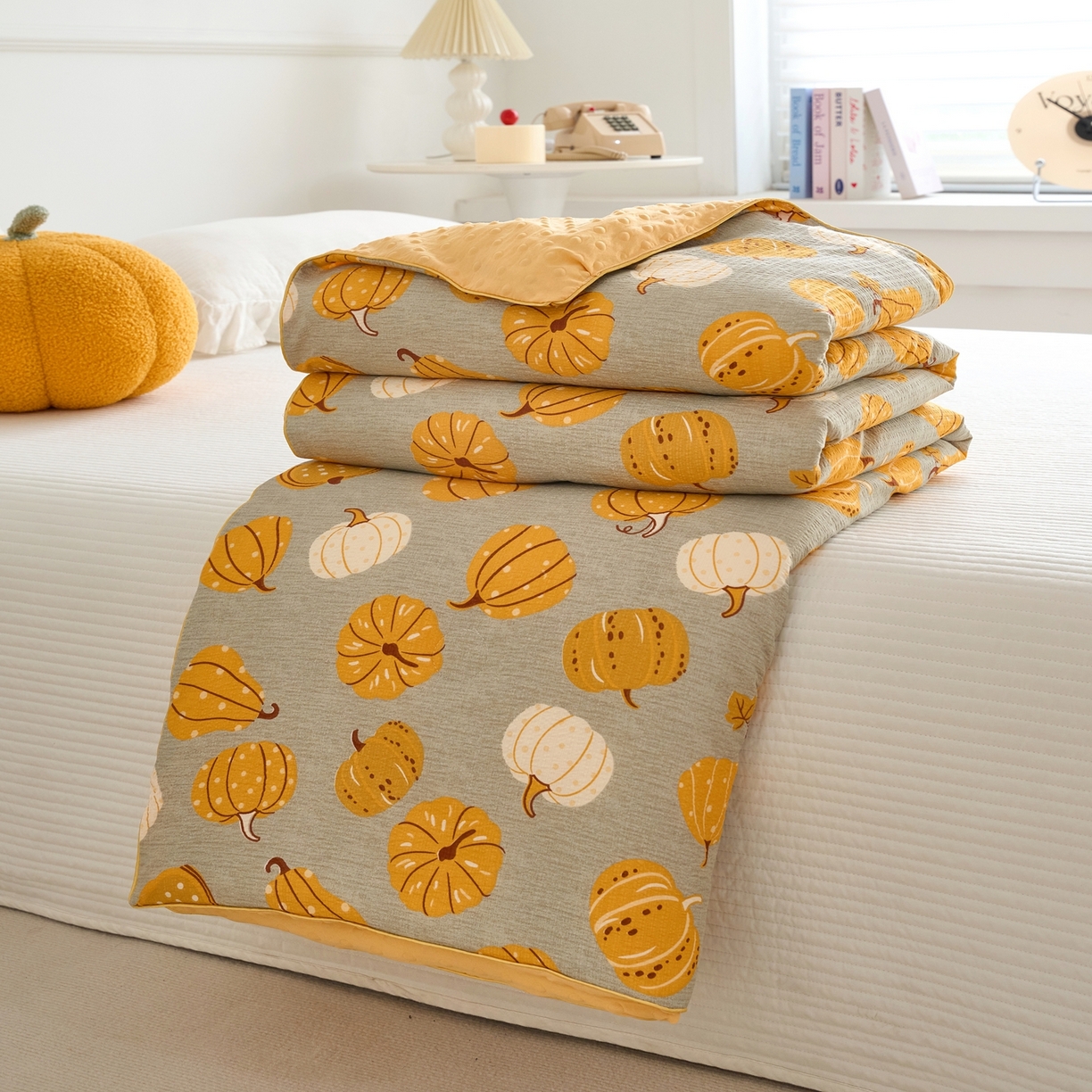 91家纺网 家纺一手货源 找家纺 赛琳 2026新款小清新大豆纤维豆豆被春秋被儿童夏凉被空调被 南瓜派对