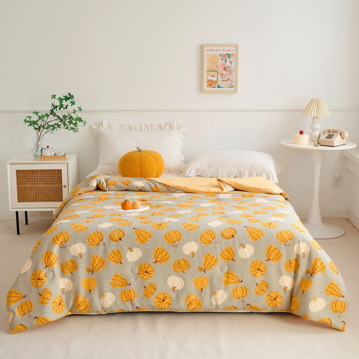 91家纺网 家纺一手货源 找家纺 赛琳 2026新款小清新大豆纤维豆豆被春秋被儿童夏凉被空调被 南瓜派对