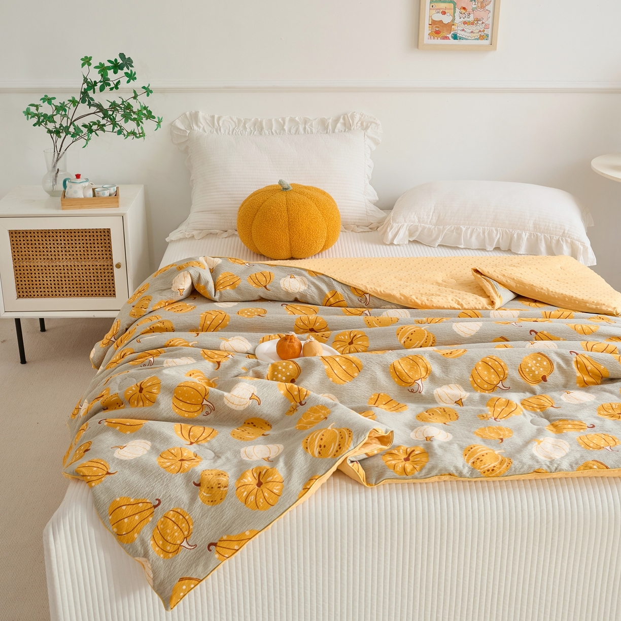 91家纺网 家纺一手货源 找家纺 赛琳 2026新款小清新大豆纤维豆豆被春秋被儿童夏凉被空调被 南瓜派对