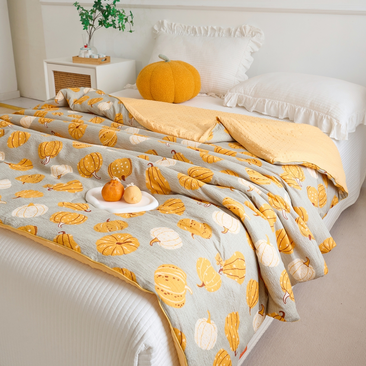 91家纺网 家纺一手货源 找家纺 赛琳 2026新款小清新大豆纤维豆豆被春秋被儿童夏凉被空调被 南瓜派对