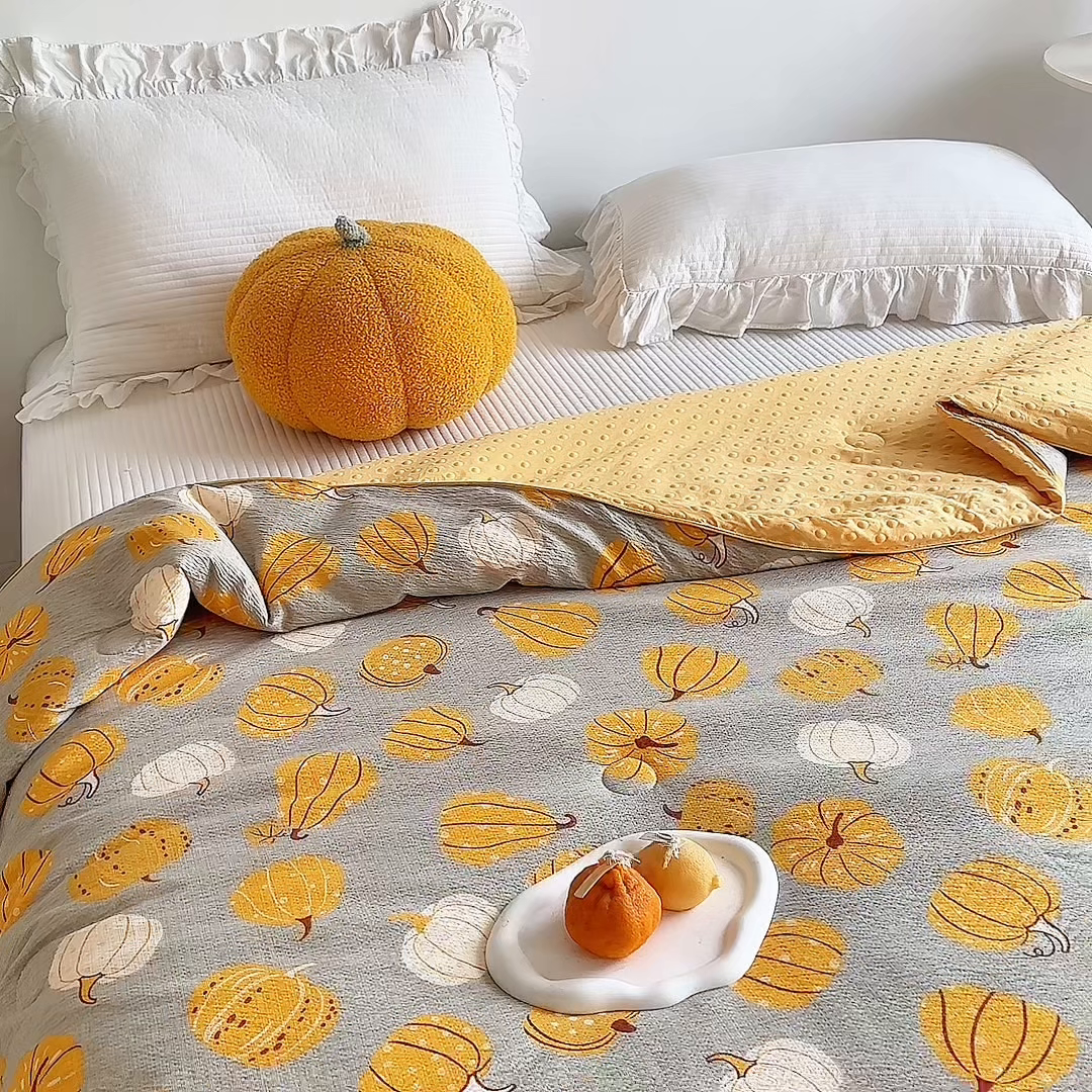 91家纺网 家纺一手货源 找家纺 赛琳 2026新款小清新大豆纤维豆豆被春秋被儿童夏凉被空调被 南瓜派对