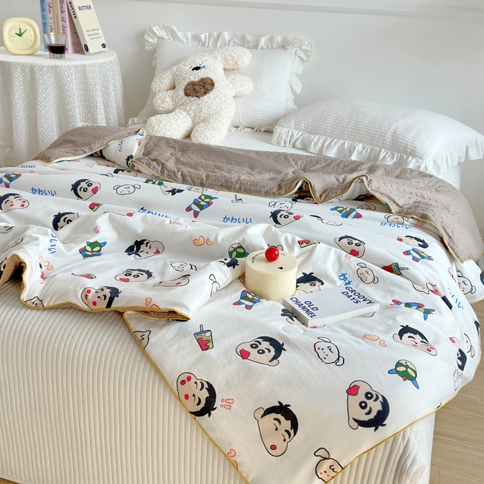 91家纺网 家纺一手货源 找家纺 赛琳 2026新款小清新大豆纤维豆豆被春秋被儿童夏凉被空调被 趣味小新