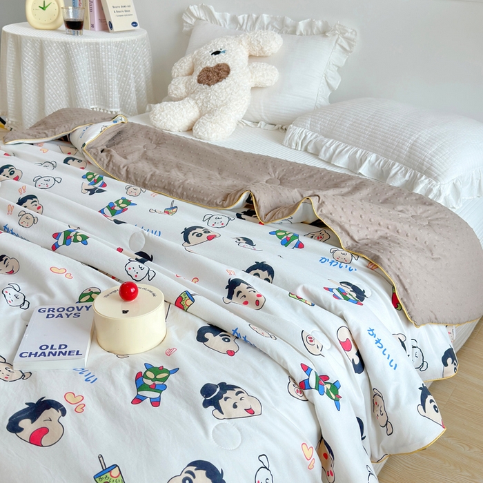 91家纺网 家纺一手货源 找家纺 赛琳 2026新款小清新大豆纤维豆豆被春秋被儿童夏凉被空调被 趣味小新