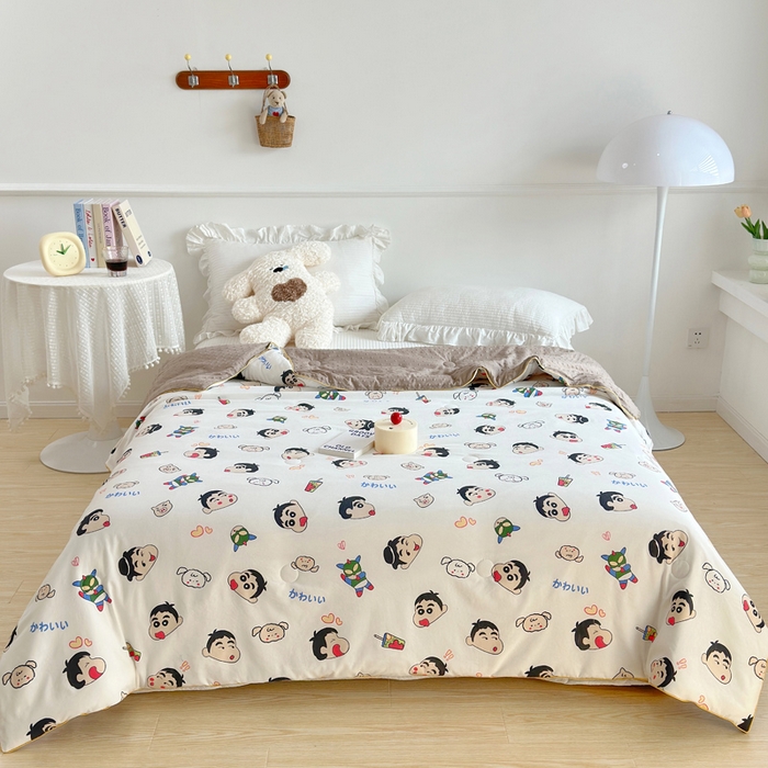 91家纺网 家纺一手货源 找家纺 赛琳 2026新款小清新大豆纤维豆豆被春秋被儿童夏凉被空调被 趣味小新