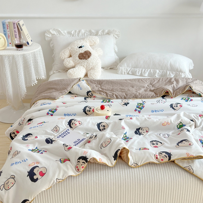 91家纺网 家纺一手货源 找家纺 赛琳 2026新款小清新大豆纤维豆豆被春秋被儿童夏凉被空调被 趣味小新