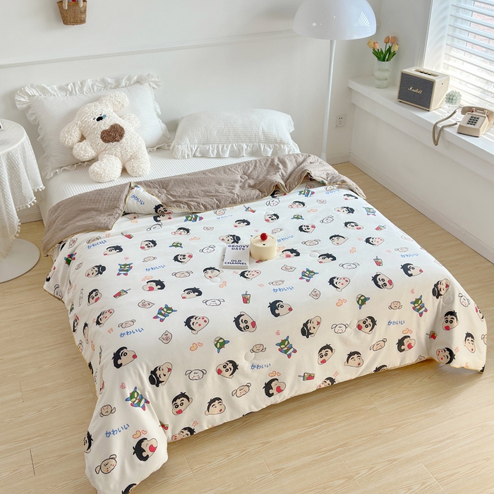 91家纺网 家纺一手货源 找家纺 赛琳 2026新款小清新大豆纤维豆豆被春秋被儿童夏凉被空调被 趣味小新