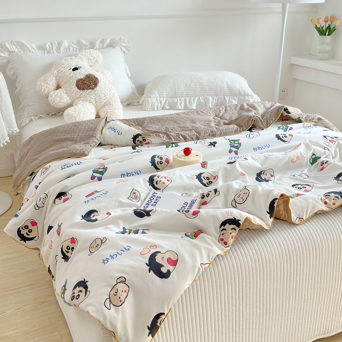 91家纺网 家纺一手货源 找家纺 赛琳 2026新款小清新大豆纤维豆豆被春秋被儿童夏凉被空调被 趣味小新