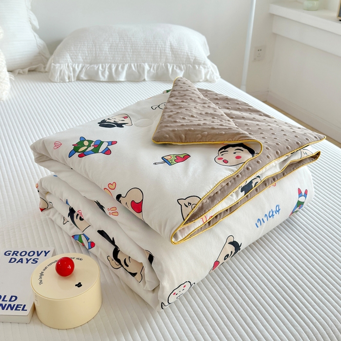 91家纺网 家纺一手货源 找家纺 赛琳 2026新款小清新大豆纤维豆豆被春秋被儿童夏凉被空调被 趣味小新