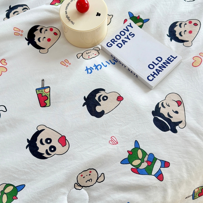 91家纺网 家纺一手货源 找家纺 赛琳 2026新款小清新大豆纤维豆豆被春秋被儿童夏凉被空调被 趣味小新