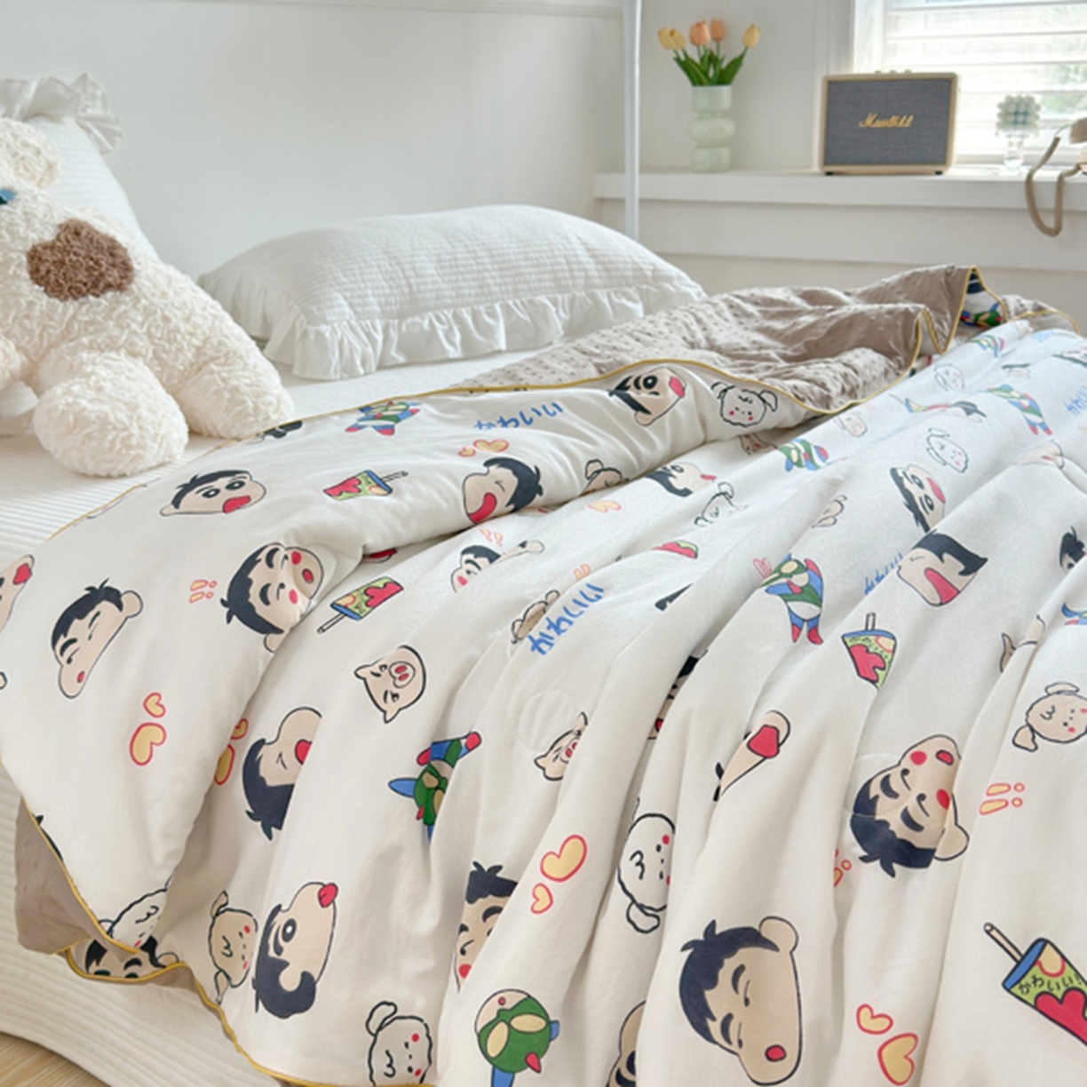 91家纺网 家纺一手货源 找家纺 赛琳 2026新款小清新大豆纤维豆豆被春秋被儿童夏凉被空调被 趣味小新