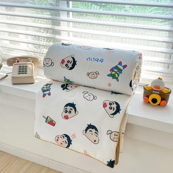 91家纺网 家纺一手货源 找家纺 赛琳 2026新款小清新大豆纤维豆豆被春秋被儿童夏凉被空调被 趣味小新