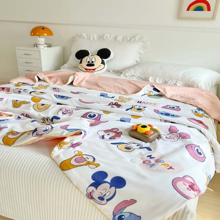 91家纺网 家纺一手货源 找家纺 赛琳 2026新款小清新大豆纤维豆豆被春秋被儿童夏凉被空调被 甜心