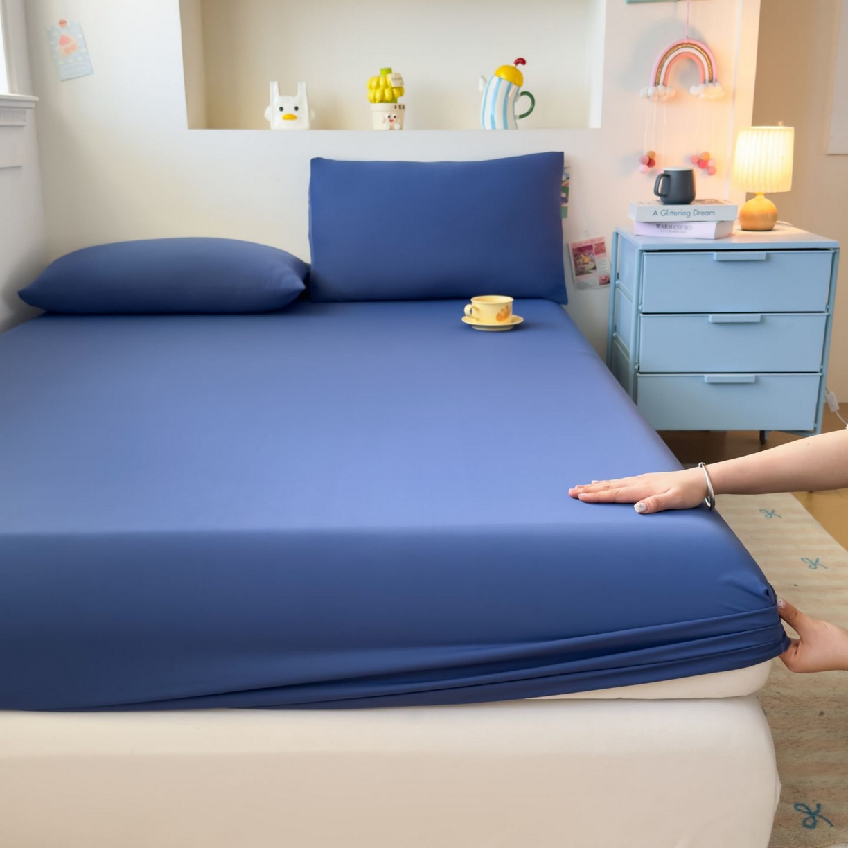 91家纺网 家纺一手货源 找家纺 （总）大吉 2026新款纯色锦氨系列单床笠