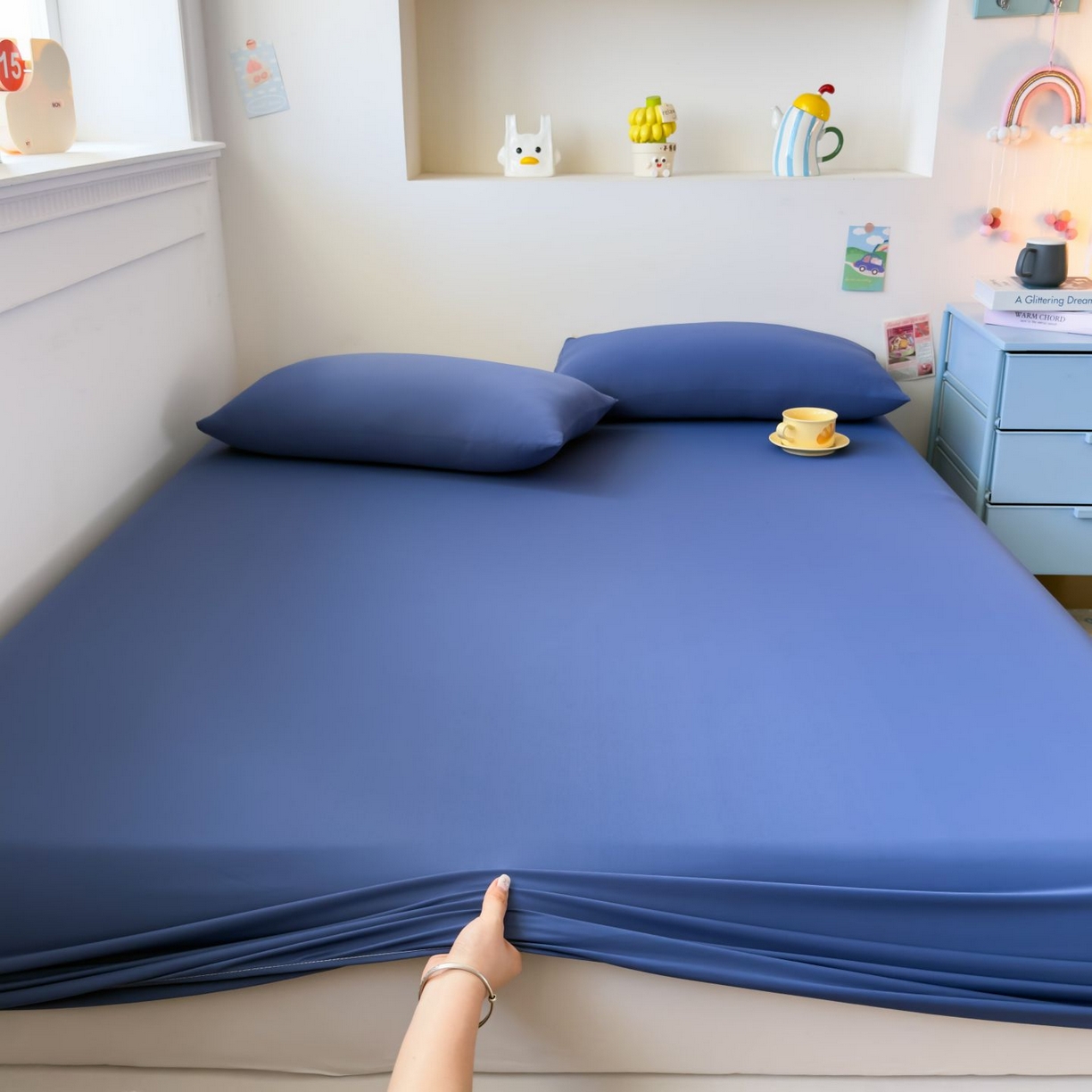 91家纺网 家纺一手货源 找家纺 （总）大吉 2026新款纯色锦氨系列单床笠