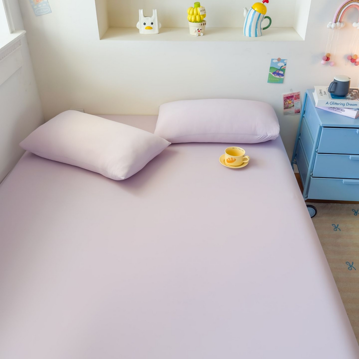 91家纺网 家纺一手货源 找家纺 大吉 2026新款纯色锦氨系列单床笠 清月紫